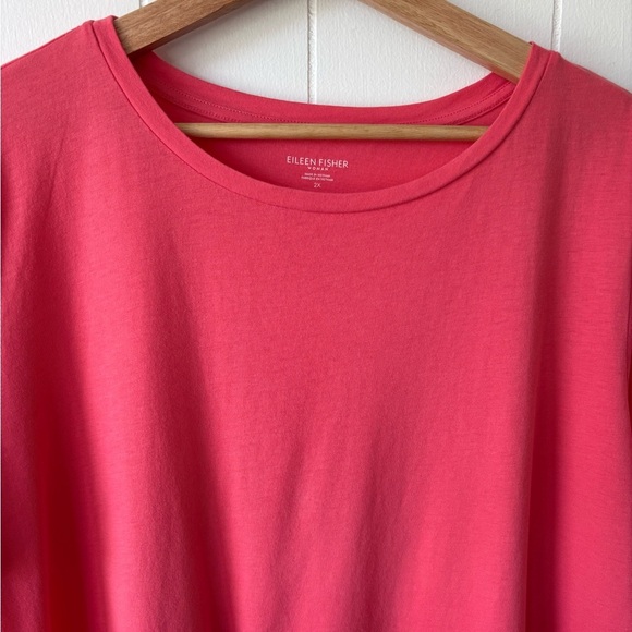 Eileen Fisher Organic Cotton Coral Short Sleeve Tee | Size 2X - Picture 4 of 6